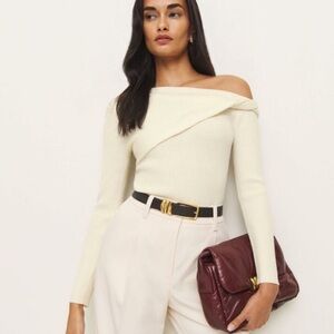 Reformation Lilou Merino Wool Sweater Cream Size Large